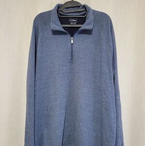 L.L. Bean Men's Heather Blue Zip-Up Sweater